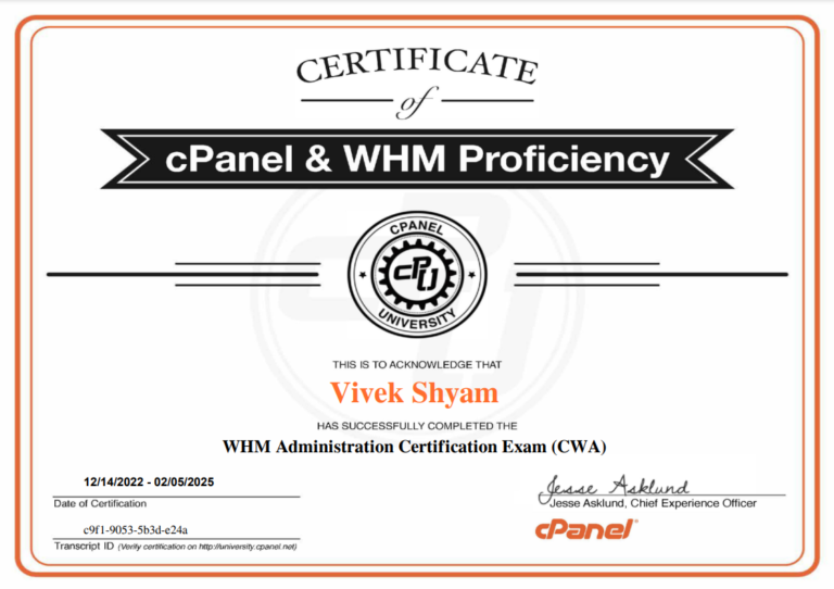 WHM Administration Certification Exam (CWA)